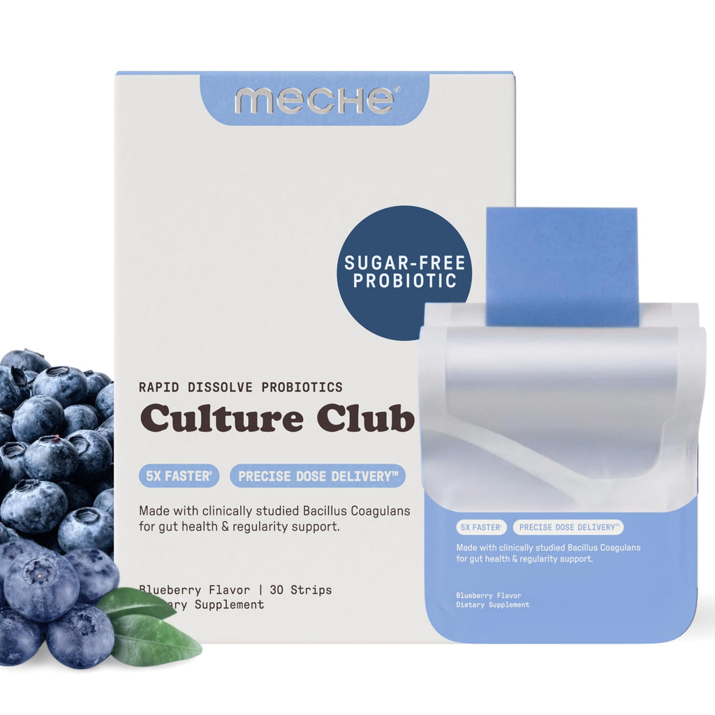 Meche Culture Club Probiotics for Digestive Health and Regularity - 5 Billion CFUs, Probiotics for Women and Men - Gut Health Supplements - Dissolve Strips