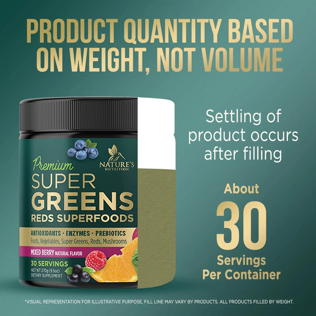 Greens Superfood Powder Supplement - Super Green Smoothie Mix Blend with Spirulina Nature's Nutrition Au supplements