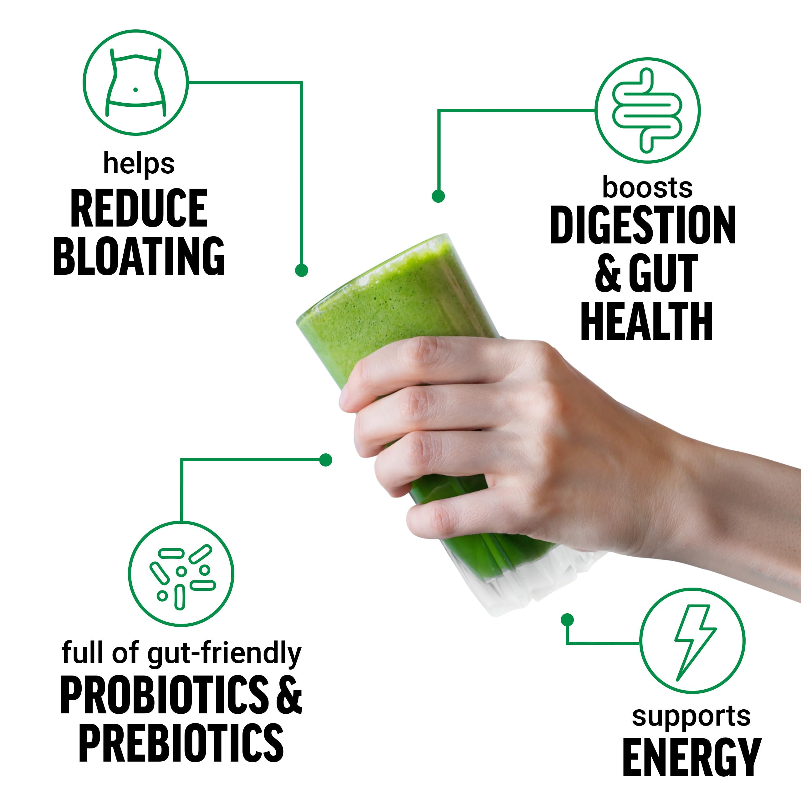 Force Factor Smarter Greens Daily Wellness Powder, Greens Superfood Powder to Support Gut Health, Bloating, & Digestion, with 40+ Superfoods