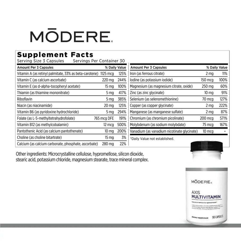 Modere Axis Multivitamin Supplement - Daily Essential Vitamins & Minerals for Overall Health and Wellness Support for Adults Immune - 90 Capsules Modere Au supplements