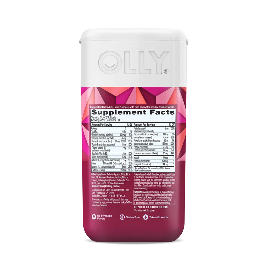 OLLY Ultra Women's Multi Softgels, Overall Health and Immune Support, Omega-3s, Iron, Vitamins A, D, C, E, B12, Daily Multivitamin, 30 Day Supply - 60 Count OLLY Au supplements