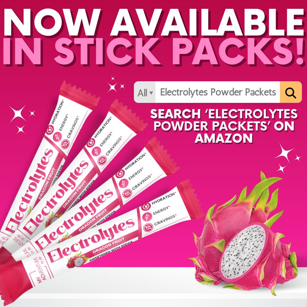 Zero Sugar Dragon Fruit Electrolytes Sticks - Refreshing Hydration - Caffeine Free Energy with Natural Ingredients - Vegan, Keto & Paleo