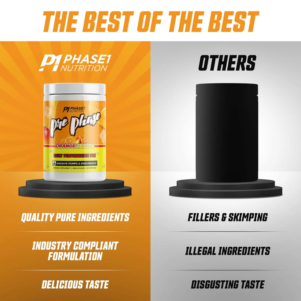 Pre Phase Daily Driver Orange Mango Pre Workout with 325mg Caffeine, Vitamin B12 Phase One Nutrition Au supplements