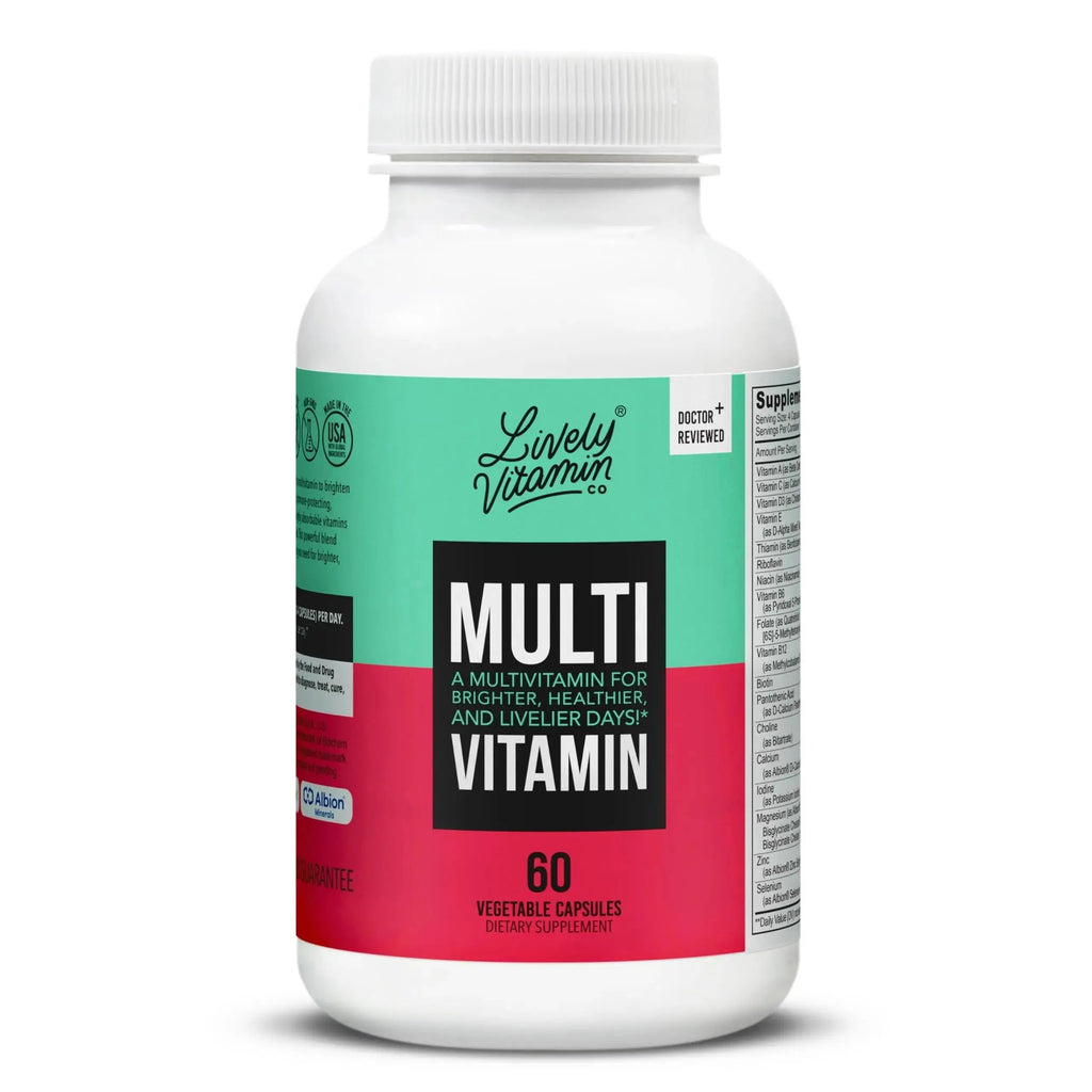 LIVELY VITAMIN CO. Multivitamin - 37 Vitamins Minerals and Extracts - Energy - Memory - Immune Function - Heart- Brain - Focus - Mood - Antioxidants - Dairy Gluten Soy Free - 60 Vegetarian Capsules LIVELY VITAMIN CO Au supplements