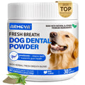 Dog Teeth Cleaning Powder - Dental Powder for Dogs Teeth - Plaque Removal - Supports Gum Health - Tartar Remover with Natural Herb Blend and Postbiotics 30 Day Supply - Mint Flavor ARMOYA Au supplements