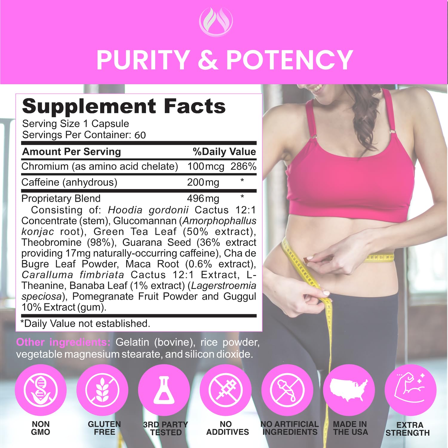 Thermogenic  Appetite Suppressant,  Supplement for Women & Men, Metabolism, Energy, Focus, Brain, Caffeine Pills with Chromium, Green Tea Extract, L Theanine, Sculpt 60 Capsules