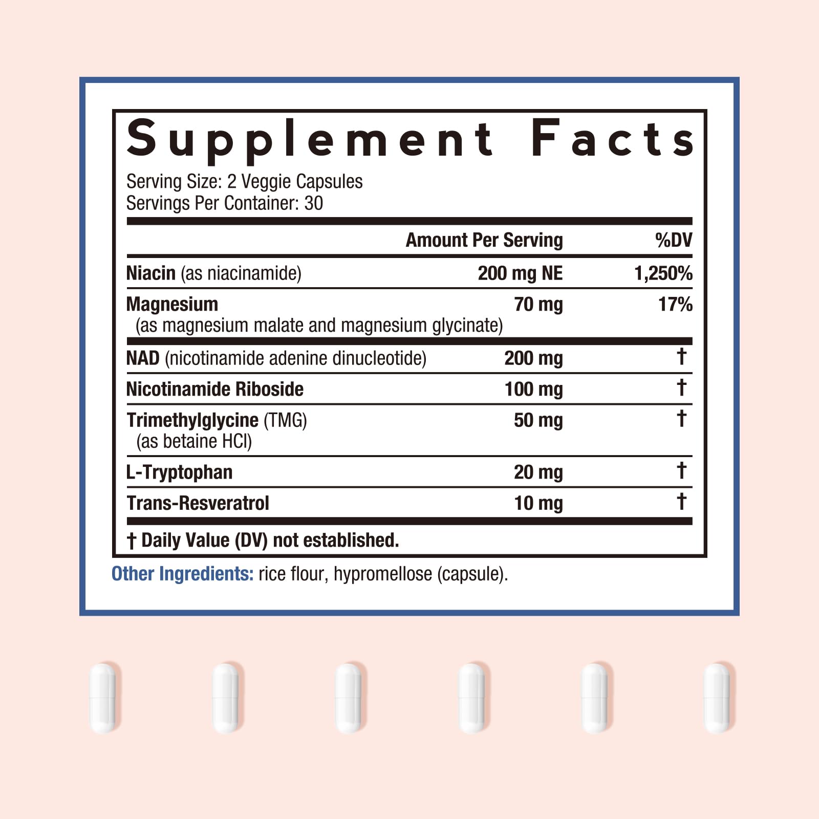 Doctor's Recipes NAD Supplement, Nicotinamide Riboside, Resveratrol, NMN Alternative for Anti-Aging, w/Magnesium Glycinate & L-Tryptophan, 650mg Per Serving, Energy & Mood Boost, 60 Vegan Capsules Doctor's Recipes Au supplements