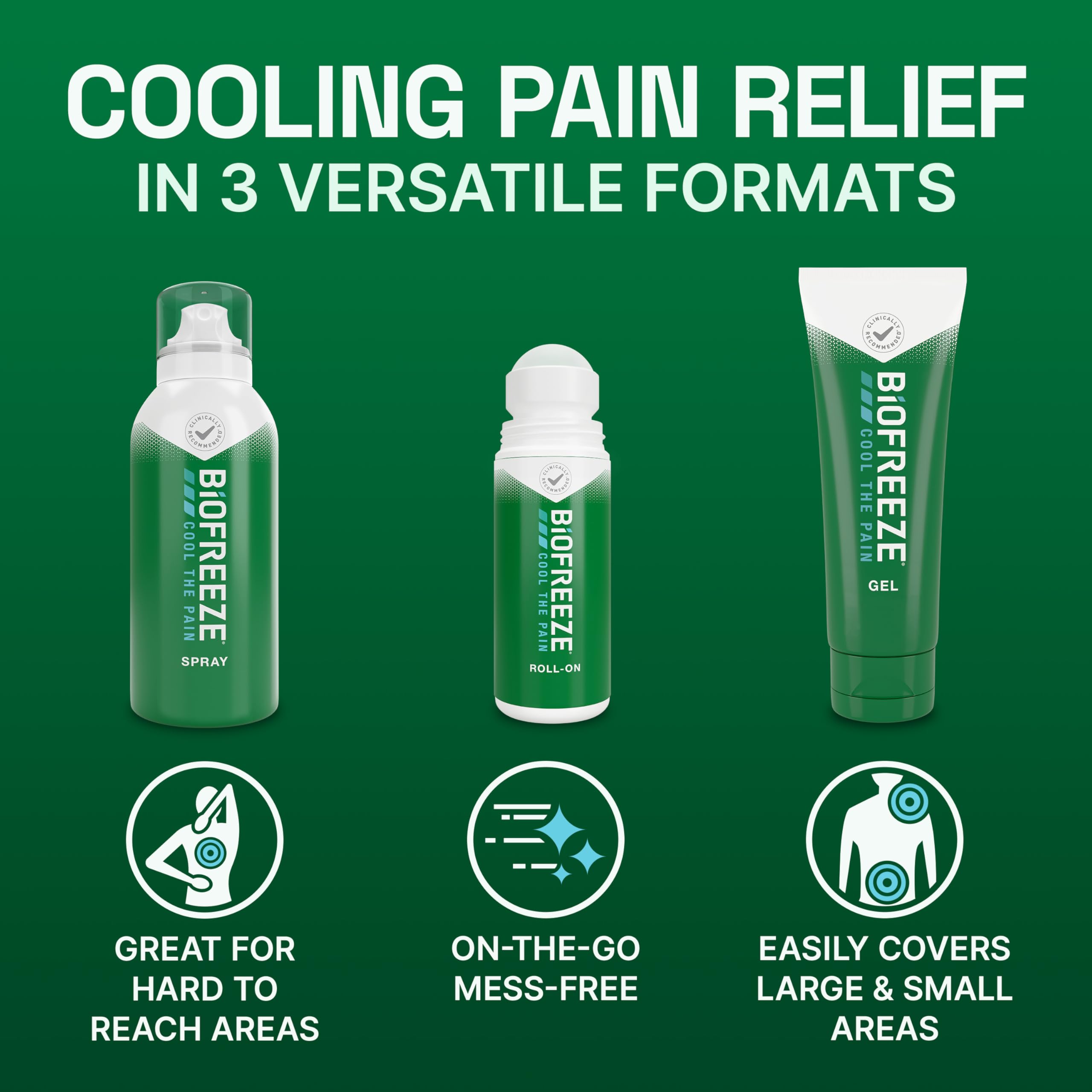 Biofreeze Spray, Gel, & Roll-On Pain Relief Variety Pack, Muscle Pain Relief, Arthritis Pain Reliver, Neck Pain Relief, Cooling Menthol Joint Pain Relief, 3 Fl Oz Spray, 3 Fl Oz Gel, 2.5 Fl Oz Roll On Biofreeze Au supplements