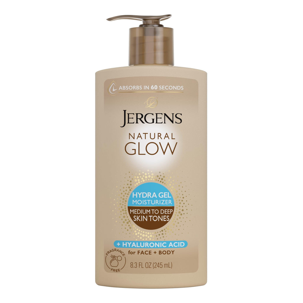 Jergens Natural Glow Hydra Gel Moisturizer, Hyaluronic Acid Tanning Lotion, Hydrating Tanning Gel, Fragrance-Free Self Tanner
