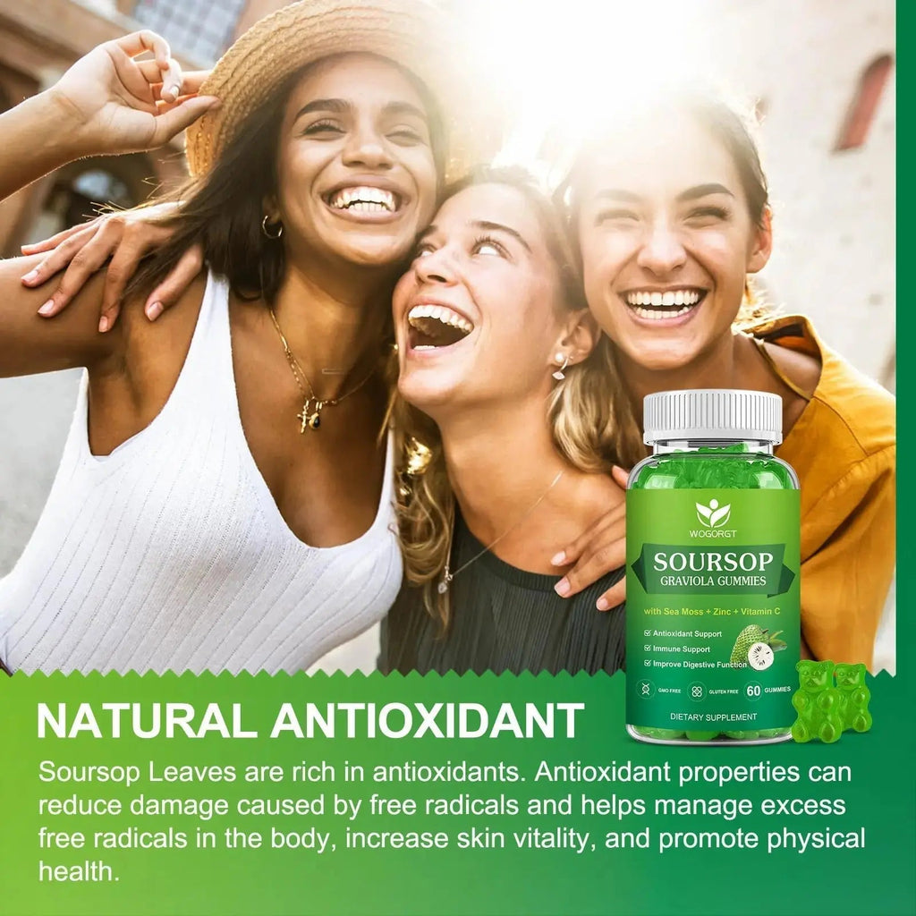WOGORGT Soursop Graviola Gummies - Soursop Multivitamin Gummies with 200mg Sea Moss Extract for Antioxidant WOGORGT Au supplements