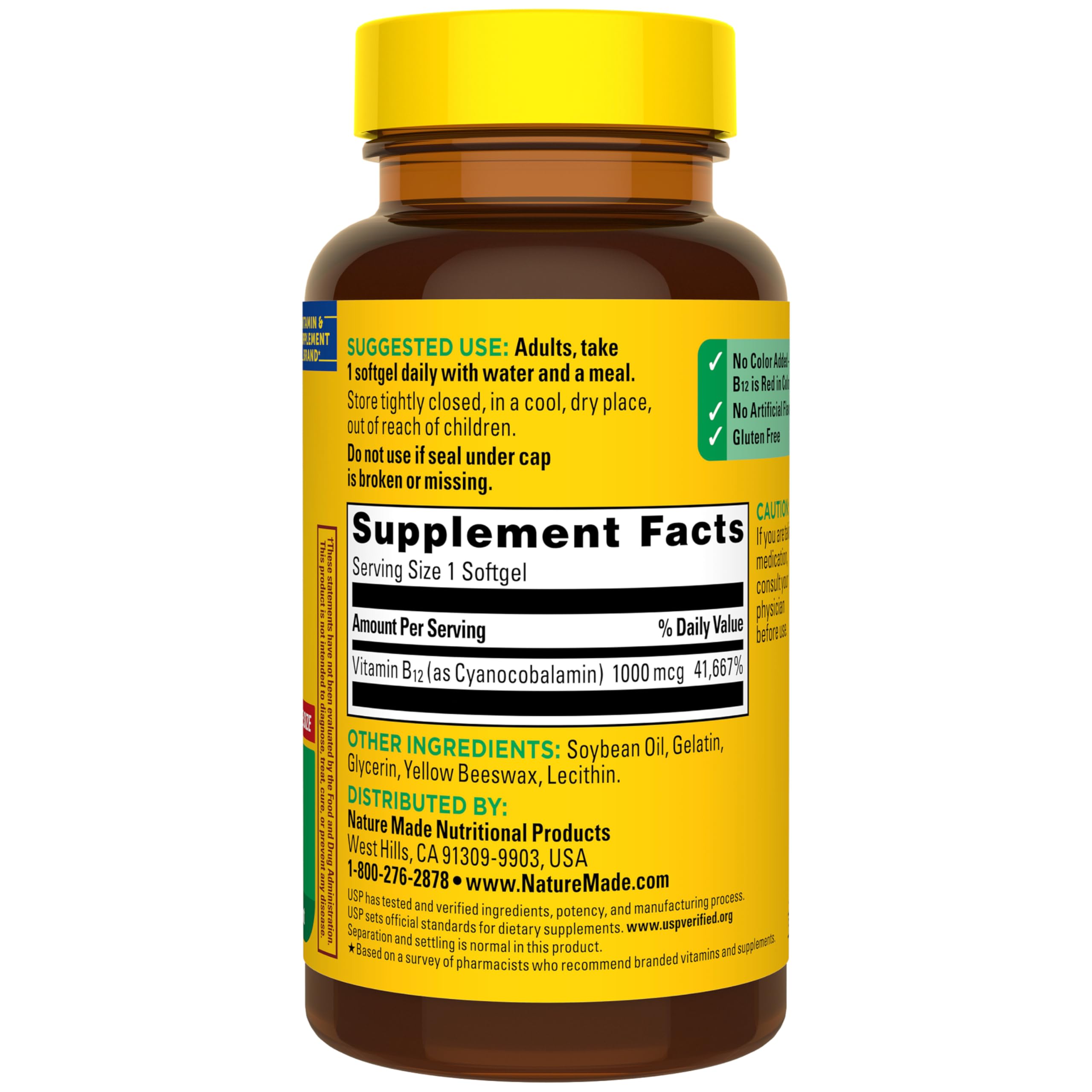 Nature Made Vitamin B12 1000 mcg, Dietary Supplement for Energy Metabolism Support, B12 Vitamins 1000 mcg, 150 Softgels, 150 Day Supply