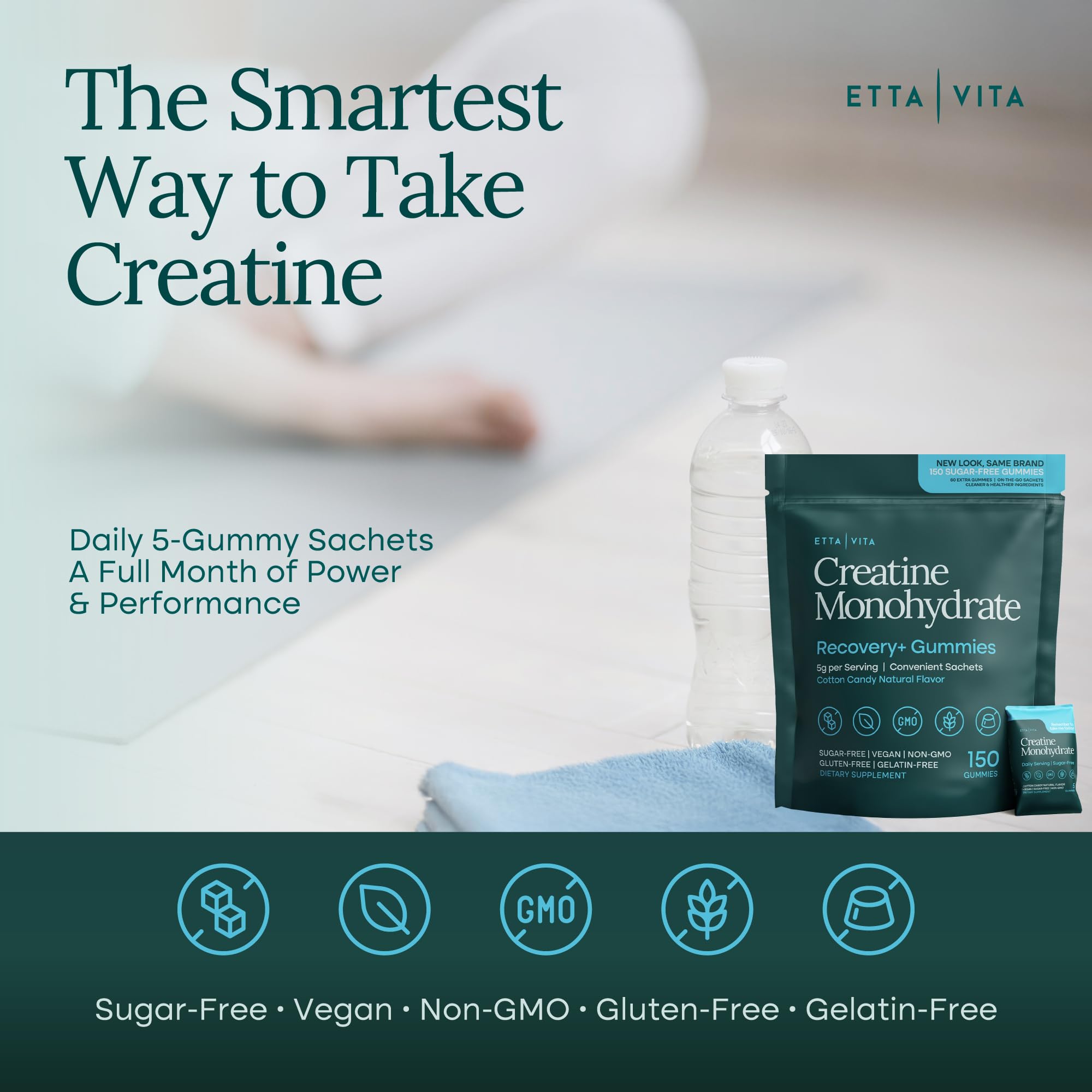 Sugar-Free Creatine Monohydrate Gummies (5g Per Packet) - Potent Creatine Gummies for Men & Women, Supplement for Muscle Support, Cognitive Function - Non-GMO, Gluten-Free, Mucuna Pruriens Etta Vita Au supplements