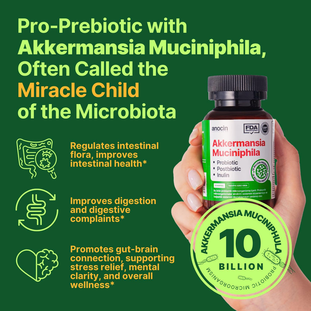 anocin Akkermansia Muciniphila + Probiotic, Postbiotic & Inulin - Gut Health Supplement for Digestion, Immune Support - 10 Billion CFU, Vegan & Gluten-Free anocin Au supplements