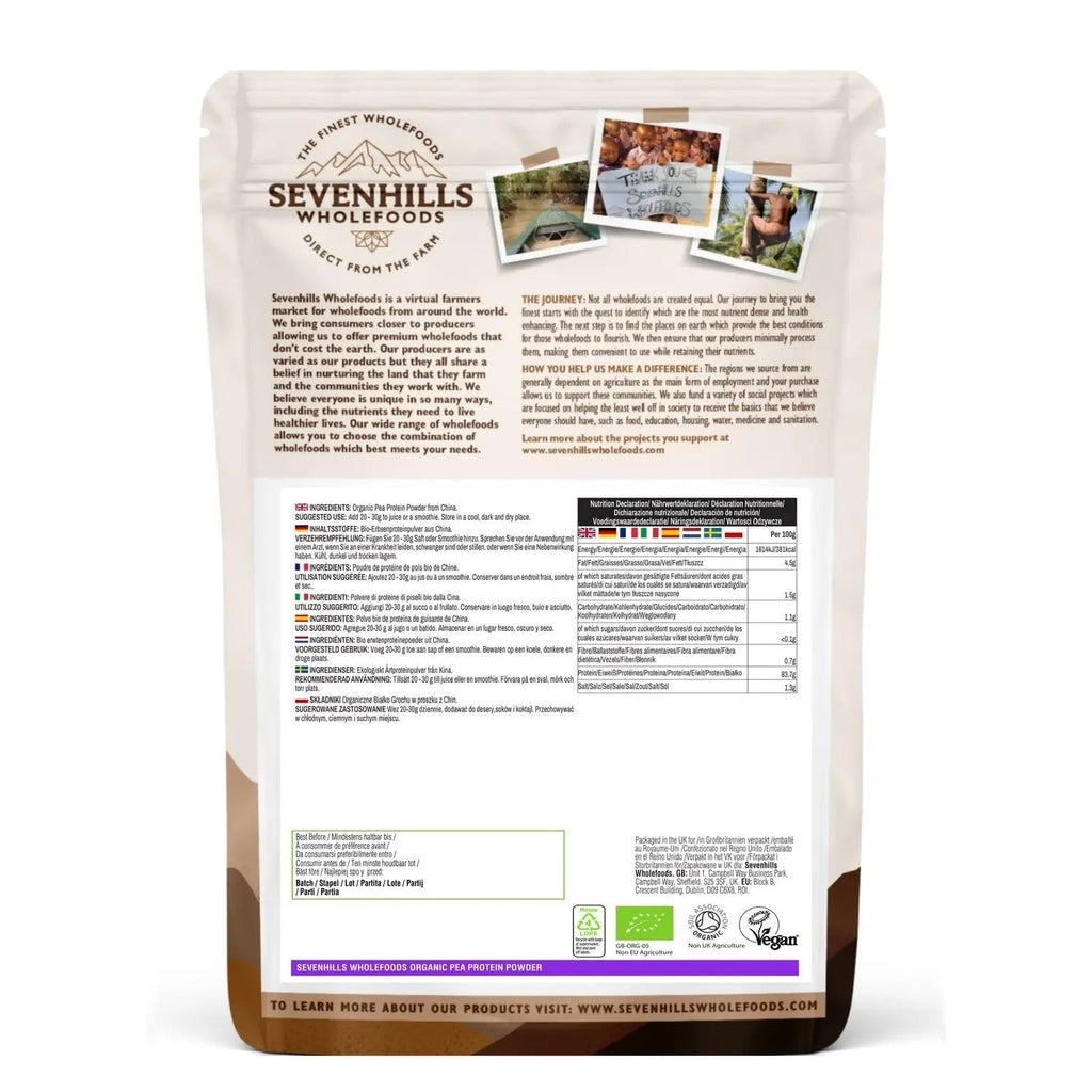 Sevenhills Wholefoods Organic Pea Protein Powder 1kg Sevenhills Wholefoods Au supplements