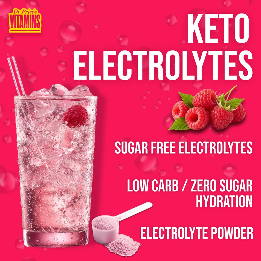 Dr. Price’s Electrolytes Powder Bulk – Raspberry, 90 Servings | Sugar Free Hydration Drink Mix with 72+ Trace Minerals, Manganese | Keto Electrolytes