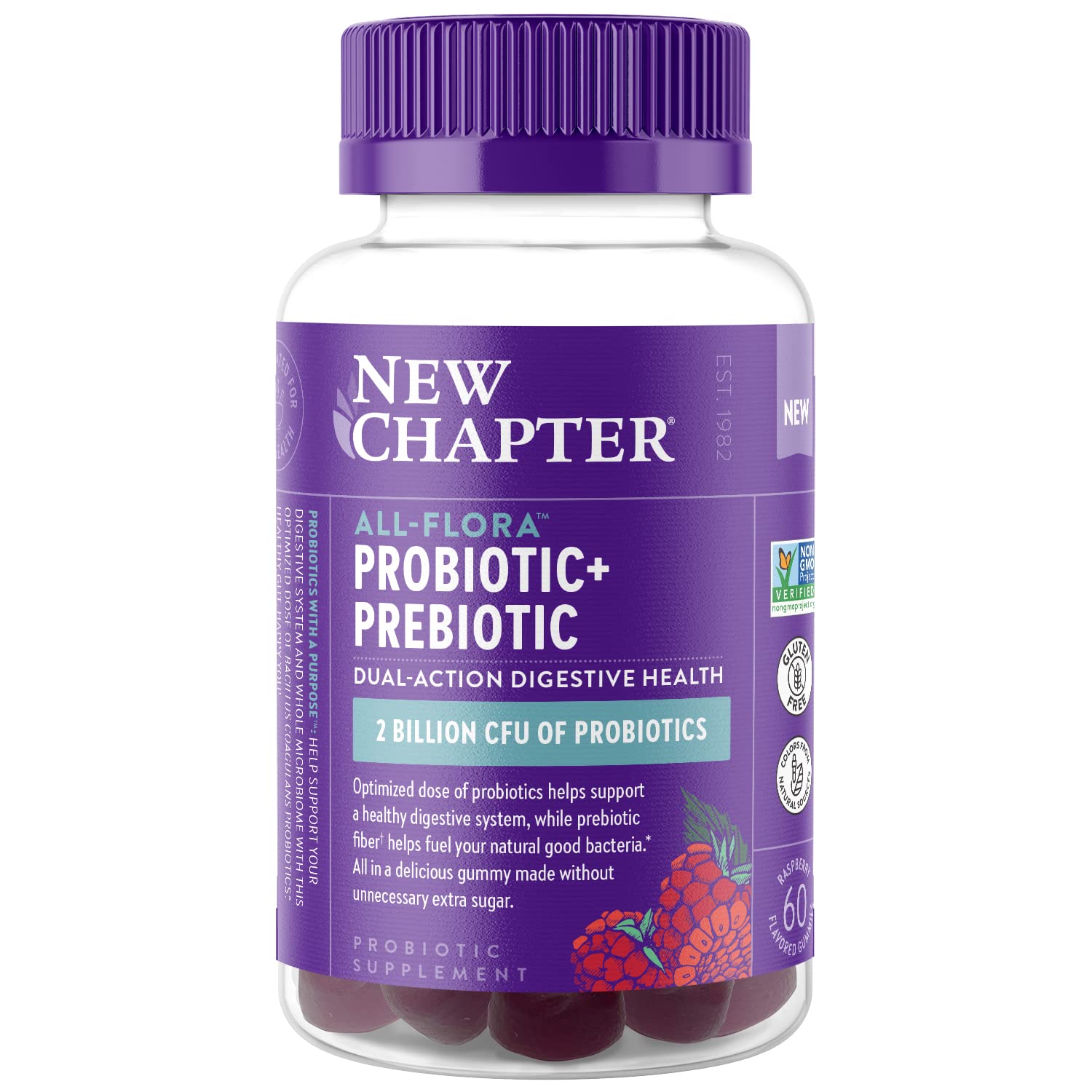 New Chapter Probiotic Gummies for Women and Men, All-Flora (1 Month Supply) – 55% Less Sugar+, Formulated for Holistic Gut Health Support with Probiotics + Prebiotic Fiber