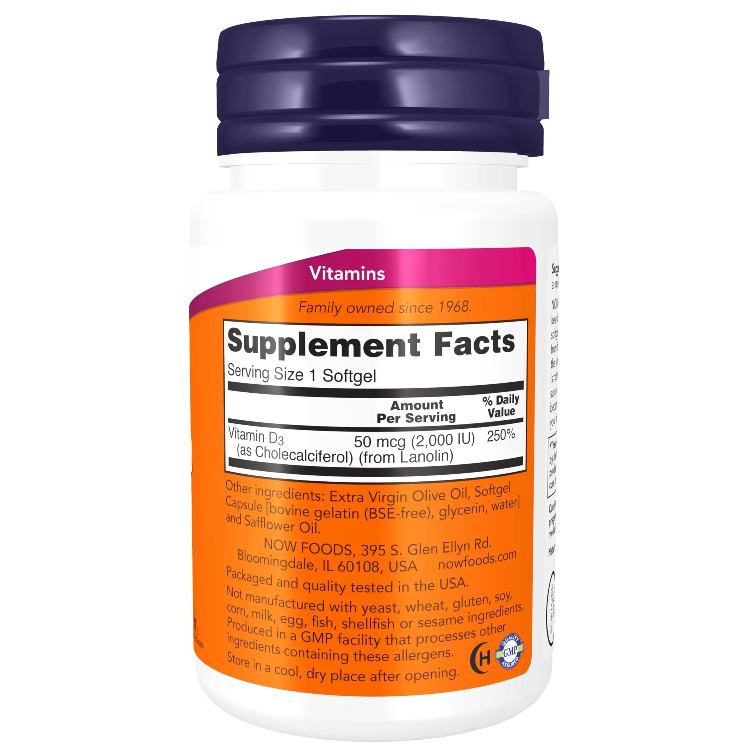 NOW Supplements, Vitamin D-3 2,000 IU, High Potency, Structural Support*, 30 Softgels NOW Au supplements