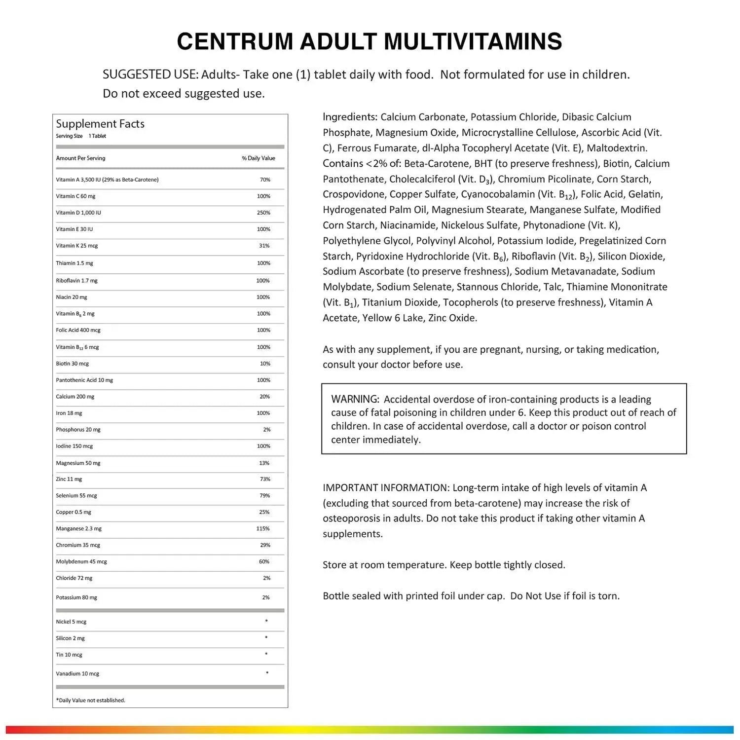 Centrum Adult Multivitamin/Multimineral Supplement with Antioxidants, Zinc, Vitamin D3 and B Vitamins, Gluten Free, Non-GMO Ingredients - 200 Count Centrum Au supplements