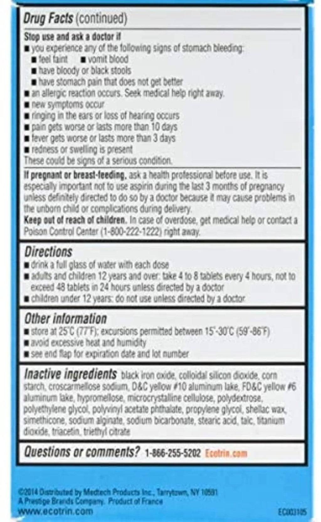 Ecotrin Low Strength Aspirin Arthritis Pain Relief, Safety Coated 81mg Aspirin Tablets for Arthritis, Toothache & Headache Relief, 365 Count Ecotrin Au supplements