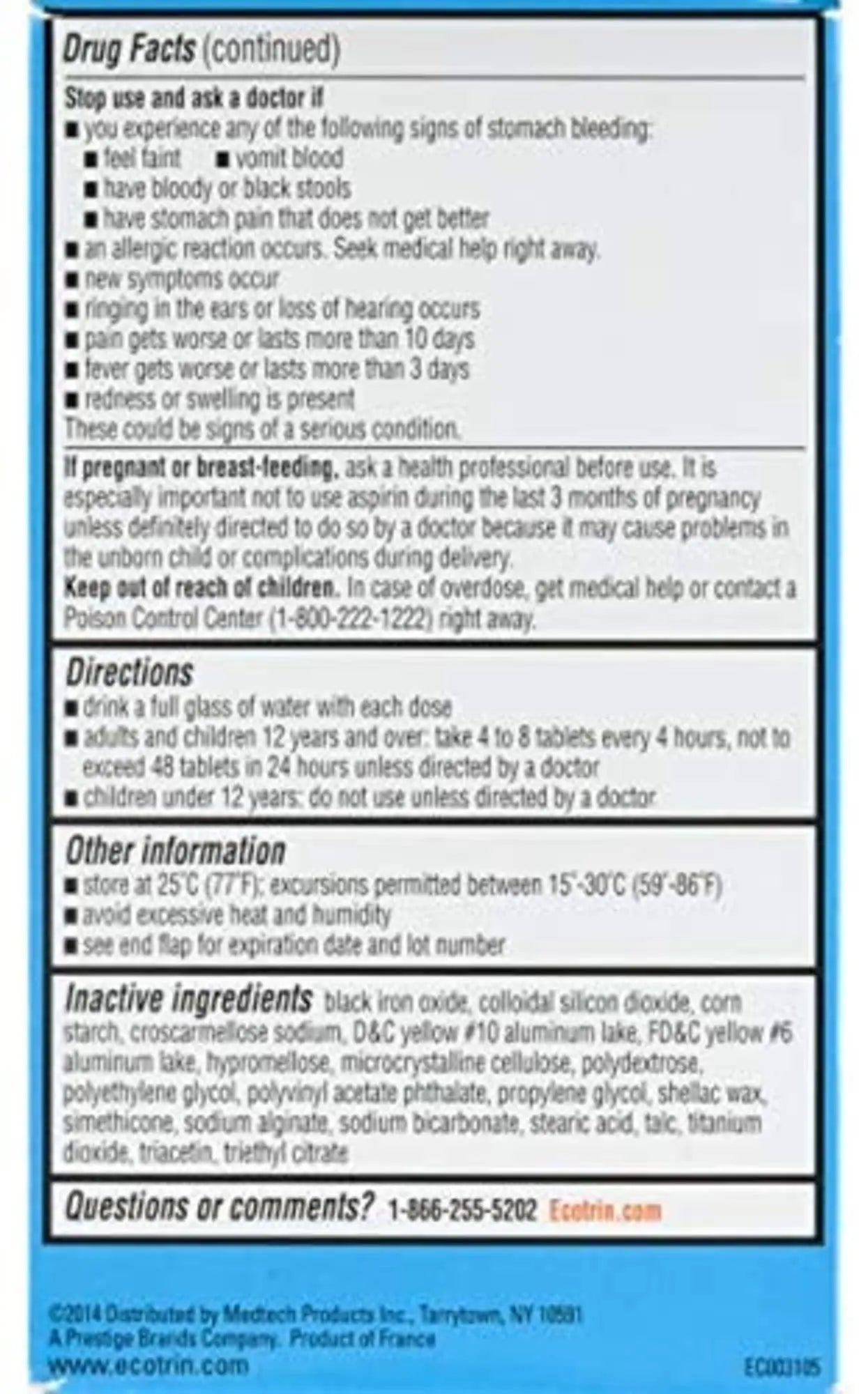 Ecotrin Low Strength Aspirin Arthritis Pain Relief, Safety Coated 81mg Aspirin Tablets for Arthritis, Toothache & Headache Relief, 365 Count Ecotrin Au supplements
