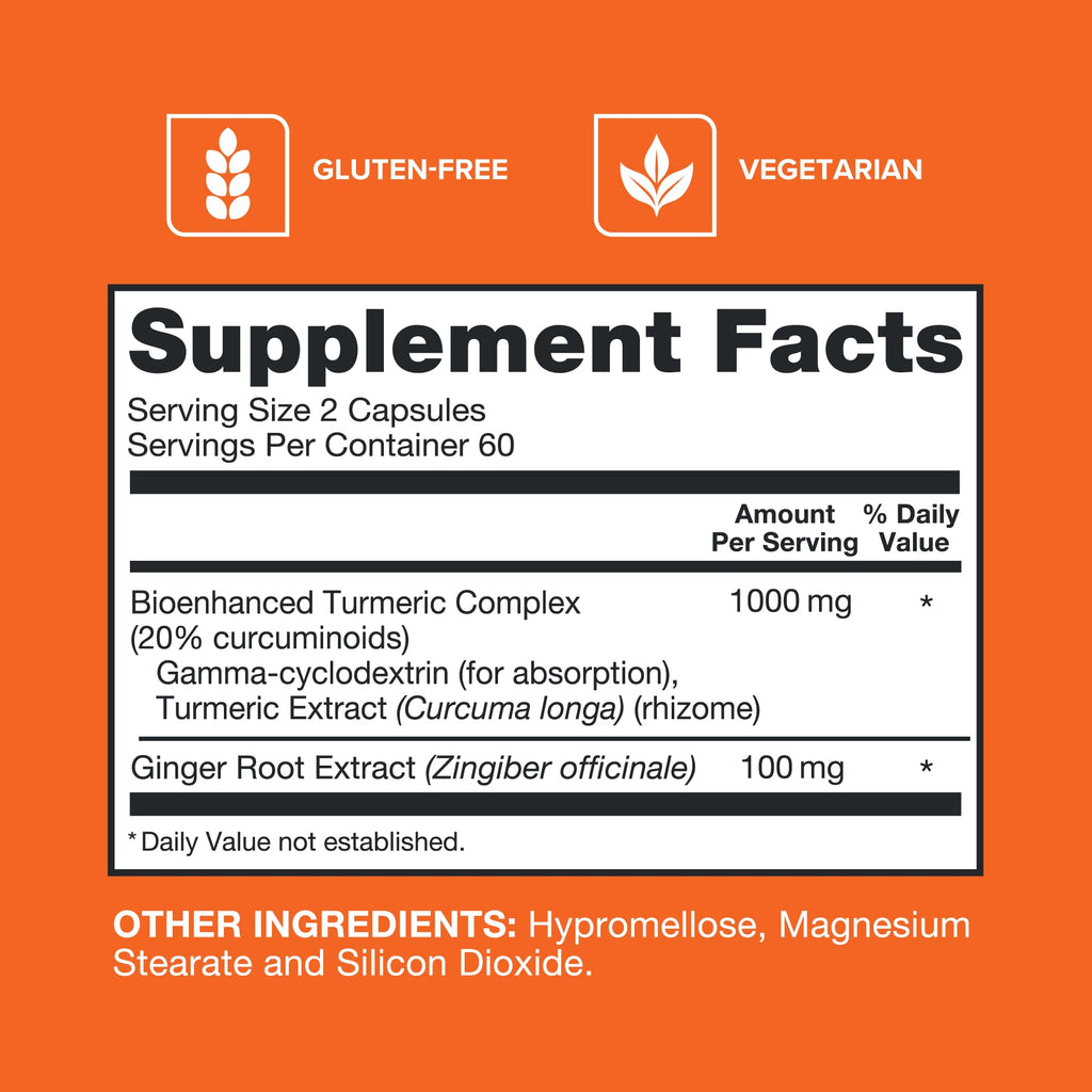 Qunol Turmeric and Ginger Capsules, 1000mg Turmeric Supplement, Ultra High Absorption to Support Joint Health, #1 Doctor Recommended Form