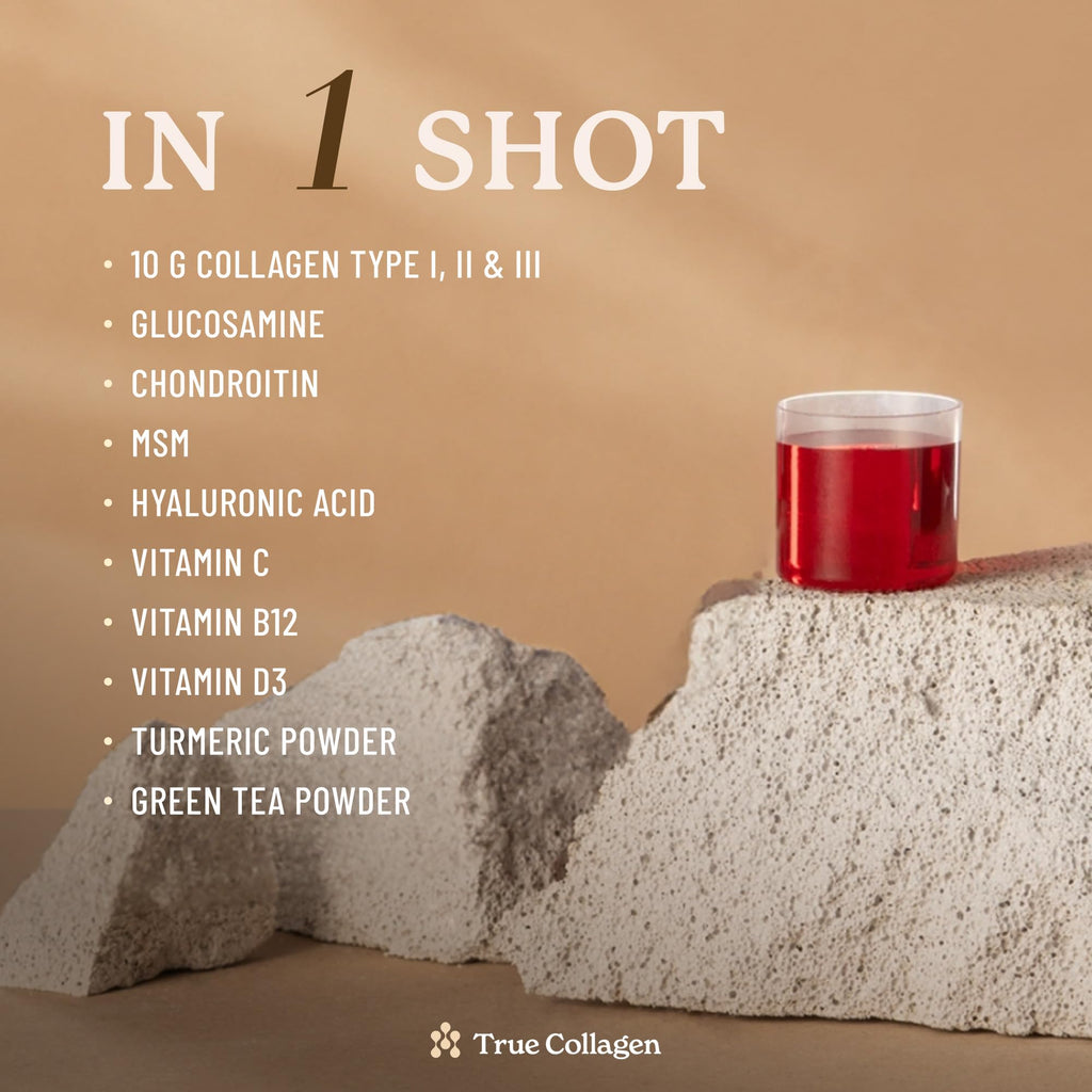 True Collagen Joints | 10,000 mg Hydrolyzed Collagen Liquid Supplement - 500 ml, 20 Day Supply | Glucosamine, MSM and Chondroitin for Healthy Joints | Fat-Free, Sugar-Free, 100% Natural Berry Flavor True Collagen Au supplements