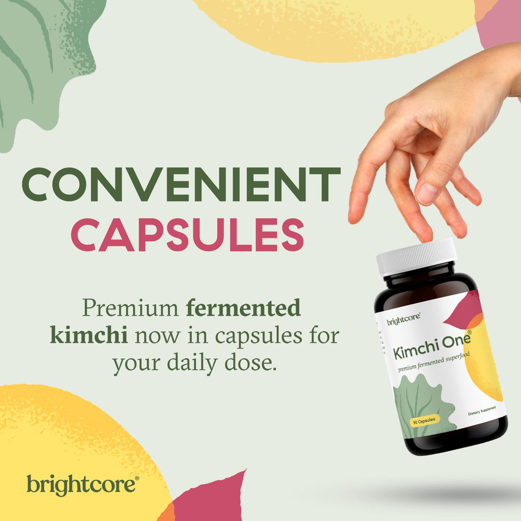 Brightcore Nutrition - Kimchi One, Kimchi Powder Capsules, Probiotics, Enzymes, & Antioxidant Supplement, Premium Gut Health Superfood
