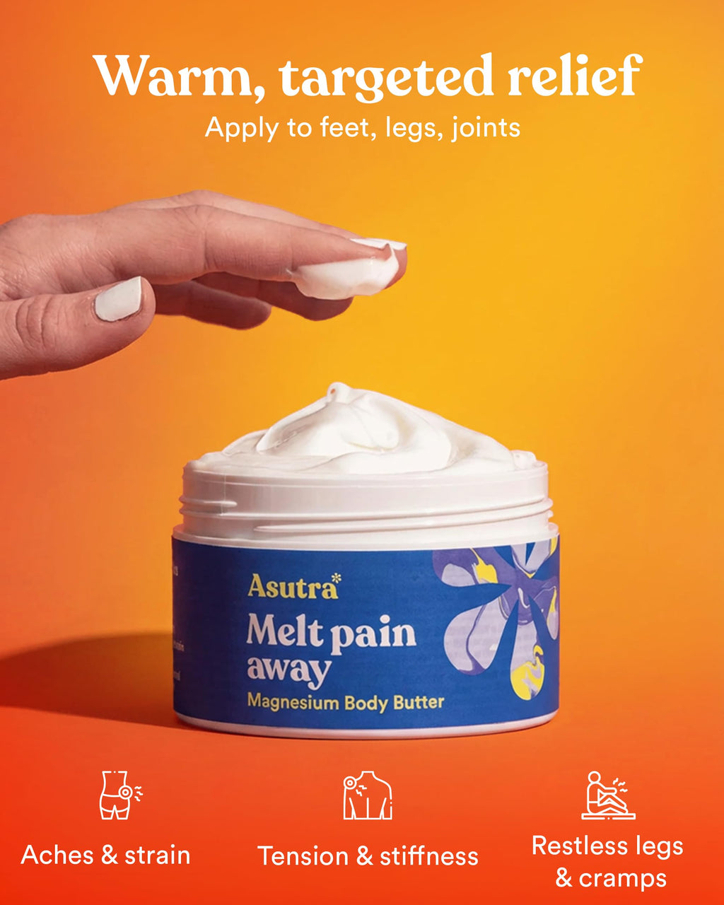 ASUTRA Melt Pain Away Magnesium Cream – Warming Capsaicin Formula for Leg Cramps, Muscle Tension & Nighttime Leg Relief – Fast-Absorbing, Non-Sticky Topical Magnesium Lotion for Feet & Body ASUTRA Au supplements