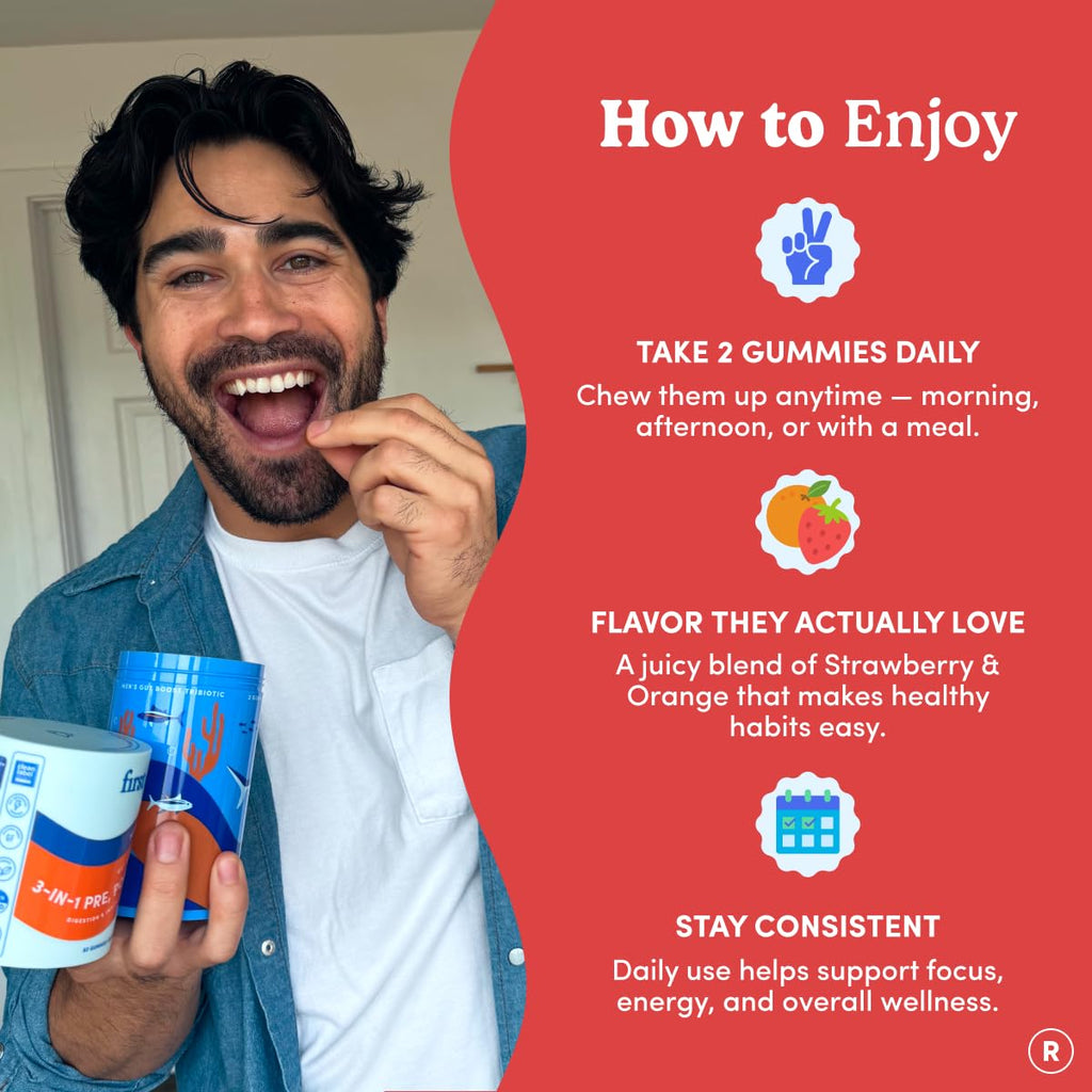 FIRST DAY 3 in 1 Probiotics for Men - Prebiotic, Probiotic & Postbiotic Supplement – Mens Probiotic for Digestive Health, Oral Health, Immune Function, Energy, Gut Health for Men – 30-Day Supply FIRST DAY Au supplements