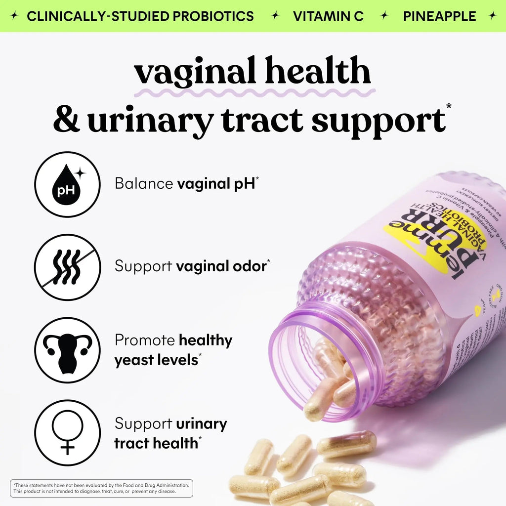Lemme Purr Vaginal Probiotics for Women - Promotes pH Balance, Healthy Vaginal Odor & Urinary Tract Health w/Lactobacillus Blend, Clinically Tested Strains, Pineapple & Vitamin C - 60 Veggie Capsules Lemme Au supplements