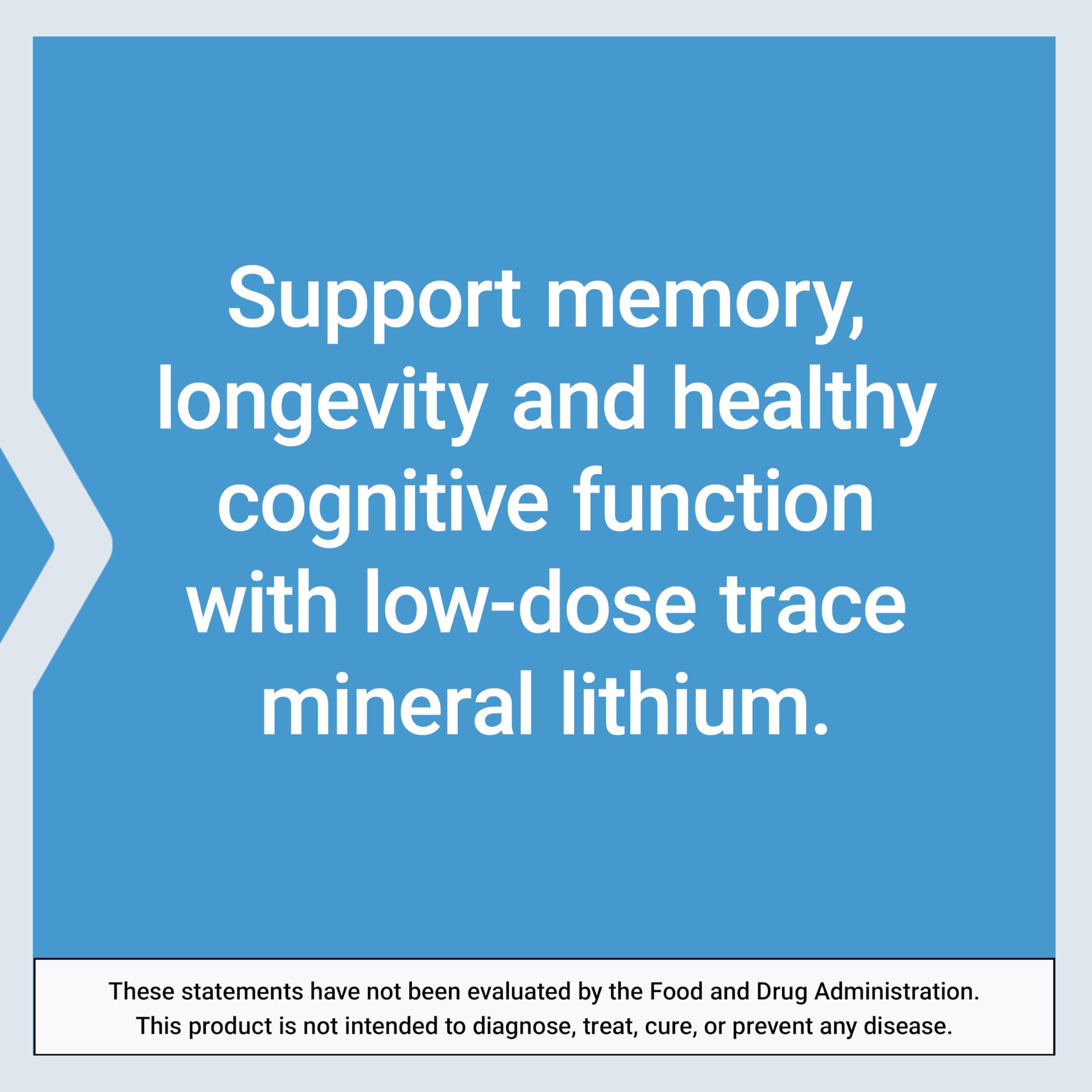 Life Extension Lithium, 1000 mcg – Lithium Orotate – Helps Maintain Cognitive Function & Memory – Low-Dose Formula – Non-GMO, Gluten-Free,