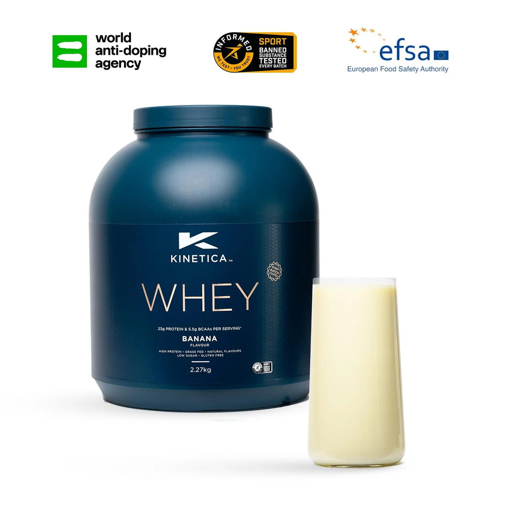 Kinetica Banana Whey Protein Powder | 2.27kg | 23g Protein per Serving | 76 Servings Kinetica Au supplements