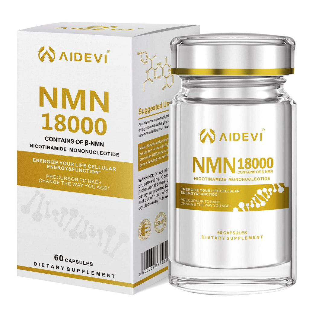 AIDEVI NMN 18000 - Nicotinamide Mononucleotide Supplement with Resveratrol, Stabilized Form & 99% High Purity to Boost NAD+ Levels for DNA Repair Supplement, for Healthy Aging, 60 Capsules AIDEVI Au supplements