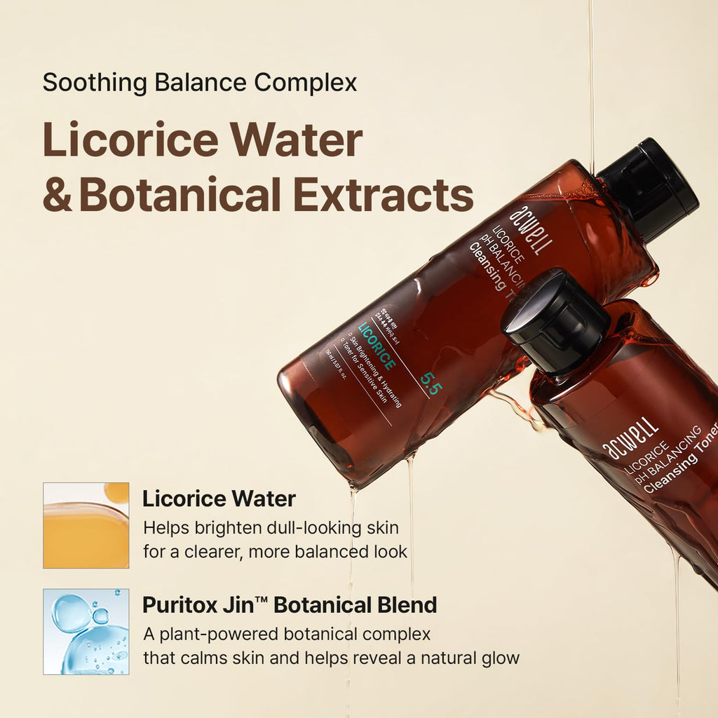 ACWELL Licorice pH 5.5 Balancing Korean Toner and Cleansing 5.07 fl.oz. - Alcohol-Free Hydrating Facial Astringent