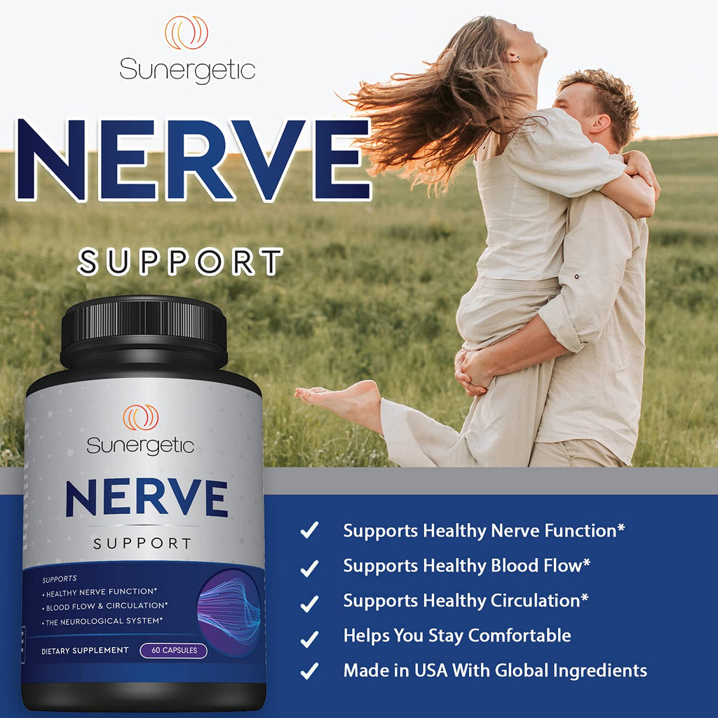 Premium Nerve Support Supplement – with Alpha Lipoic Acid (ALA) 600 mg, Acetyl-L-Carnitine (ALC) & Benfotiamine - Nerve Support Formula for Healthy Circulation, Feet, Hands & Toes - 60 Capsules