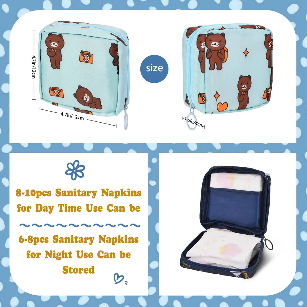 4Pcs Period Bag, Sanitary Pad Storage Bag Samll Period Pouch for Purse Cute Menstrual Period Bag Aster Au supplements