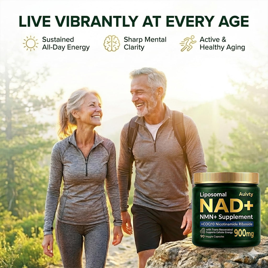 Auivty Liposomal NAD+ NMN Supplement with COQ10, Nicotinamide Riboside, Trans-Resveratrol, 900mg, 90 Veggie Capsules Auivty Au supplements