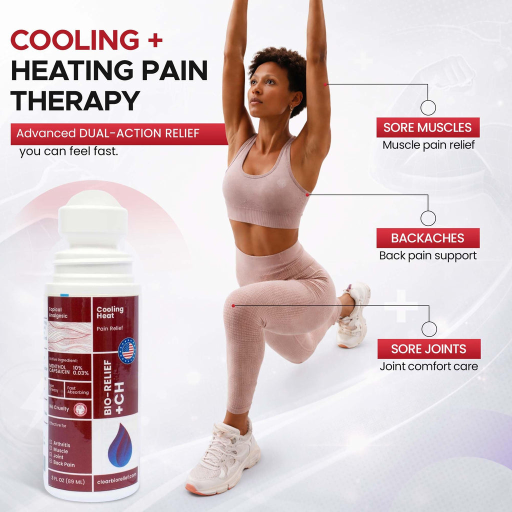 BIO-RELIEF +CH Pain Relief Roll On w 10% Methanol | Highly Effective, Cool & Topical Pain Relief Extra Strength for Arthritis,Muscle,Joint & Back | Easy Roll On Maximum Strength, Made in USA Scientific Solutions Global Au supplements