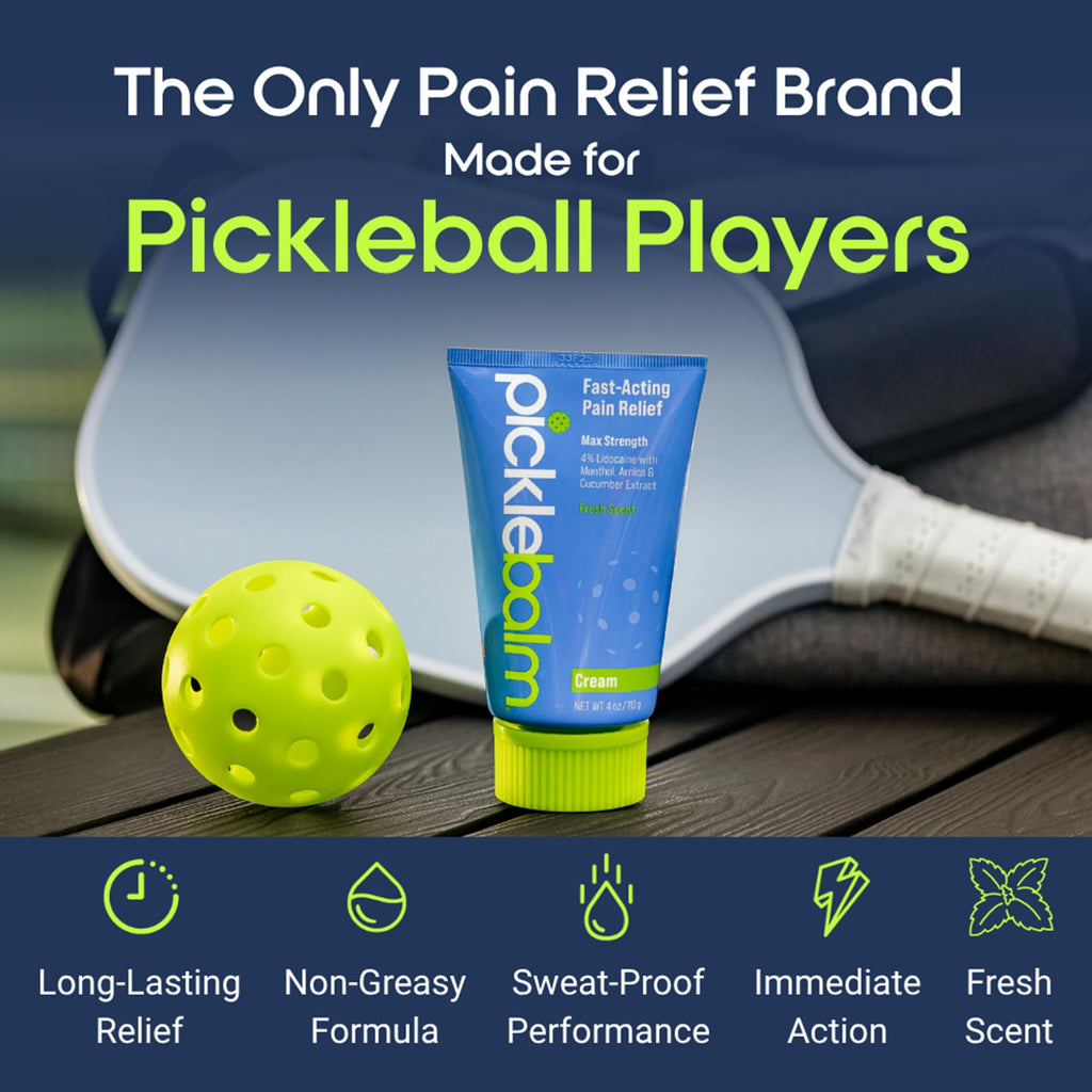 PickleBalm Pickleball Post-Game Muscle Pain Relief Cream with 4% Lidocaine, Arnica, Menthol, Cucumber Seed Extract for Shoulders, Knees, Wrists, and More, 4oz Cream PickleBalm Au supplements
