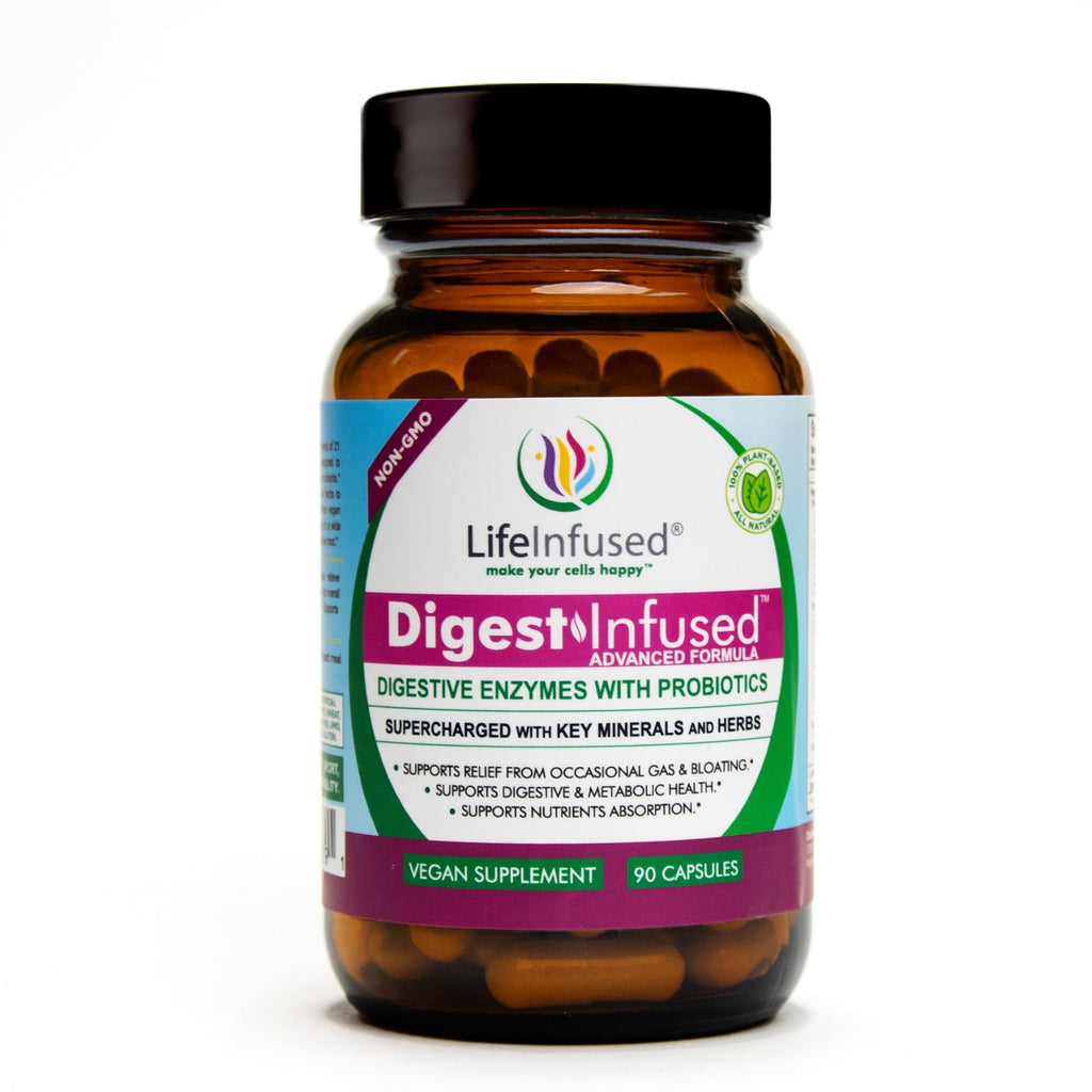 Life Infused Digestive Enzymes with Probiotics – 21 Plant-Based Enzymes with Bromelain, Papain, Amylase & Protease – Digestive Support for Gas & Bloating –