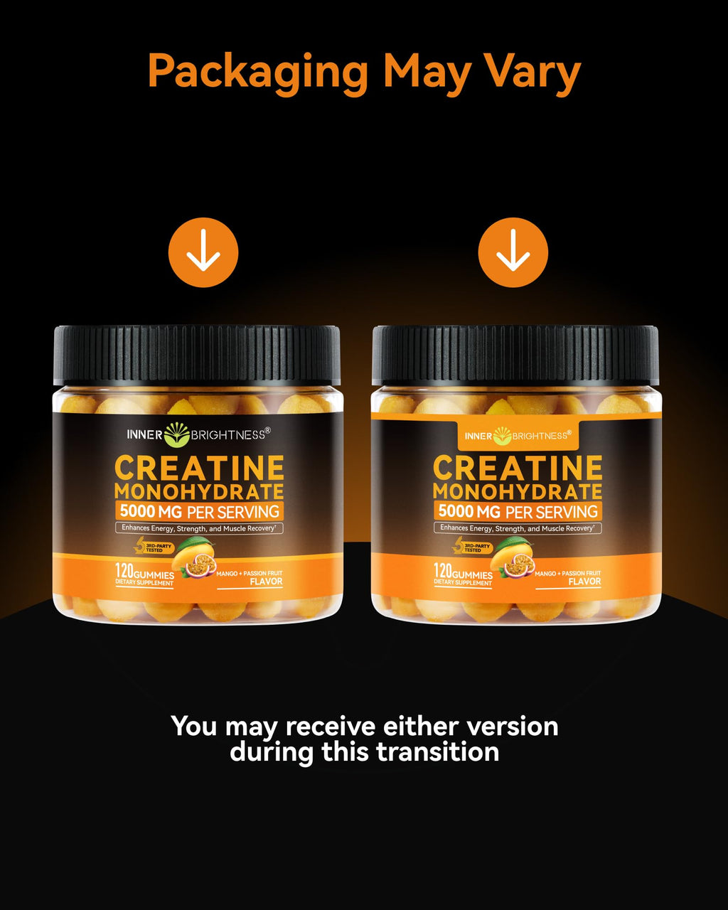 Inner Brightness Creatine Monohydrate Gummies for Men & Women 5000 mg, 3rd Party Tested, Creatine Chews for Muscle Growth, Strength & Energy Support, Sugar Free, Vegan, 120 Count, Mango Passionfruit Inner Brightness Au supplements