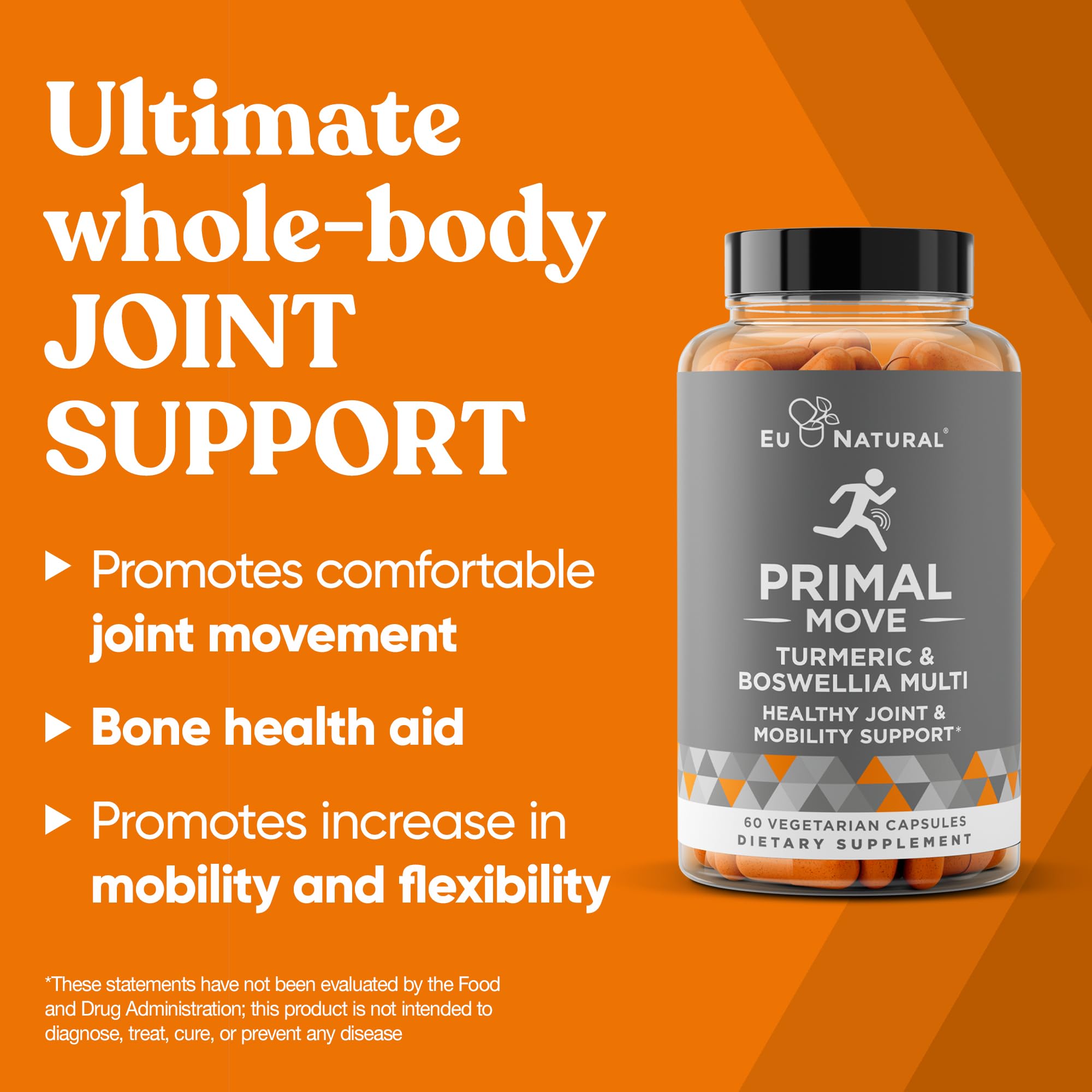 Primal Joint & Mobility Support - Advanced Joint Support Supplement for Women and Men - Turmeric, Boswellia, Ginger and Boron for Whole-Body Flexibility, Joint Health & Comfort - 60 Veg Soft Capsules Eu Natural Au supplements