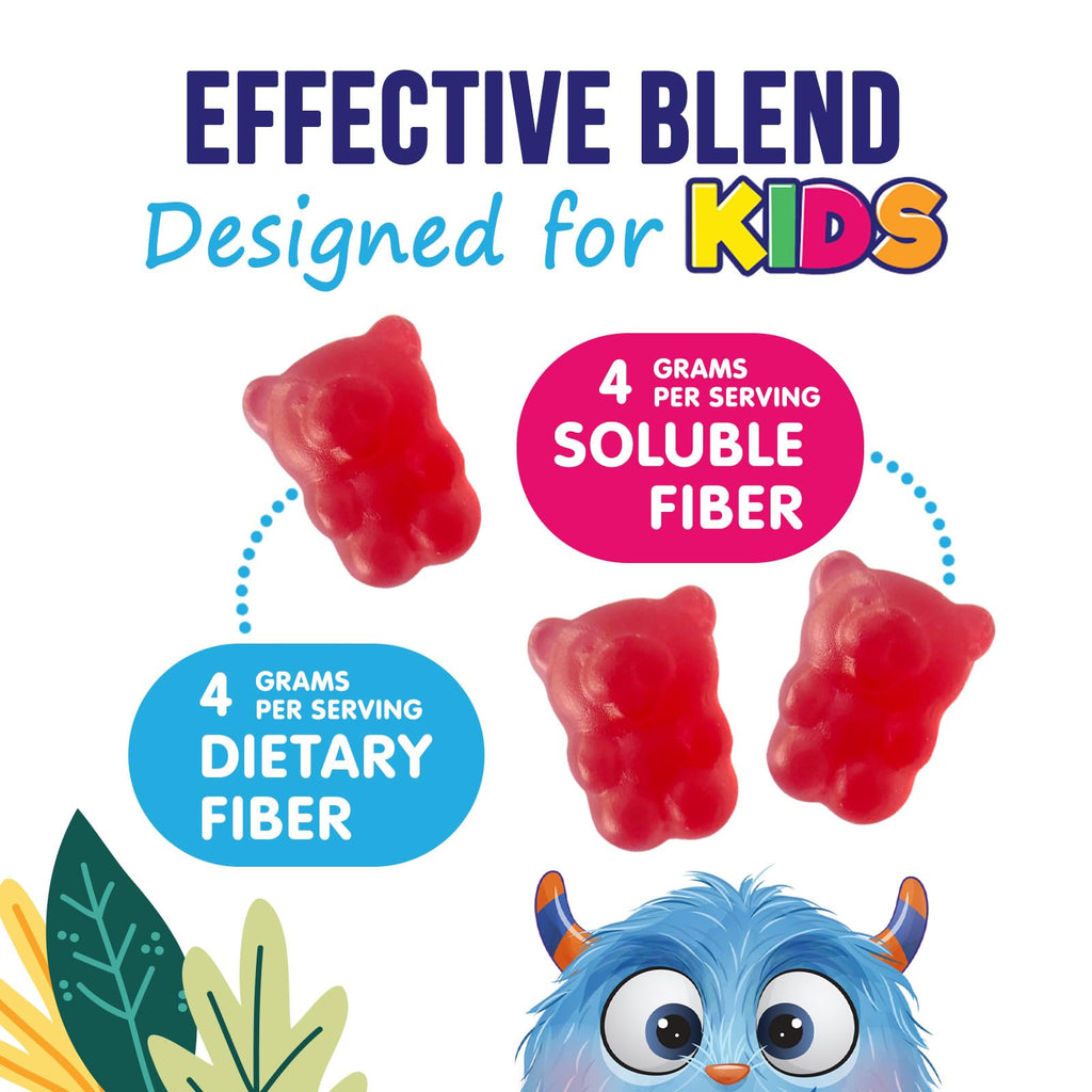 Fiber Gummies for Kids 4g Per Serving - Daily Fiber Gummy Supplement for Kids - Soluble Inulin Prebiotic Gummy for Digestive Health Support - Plant-Based Regularity