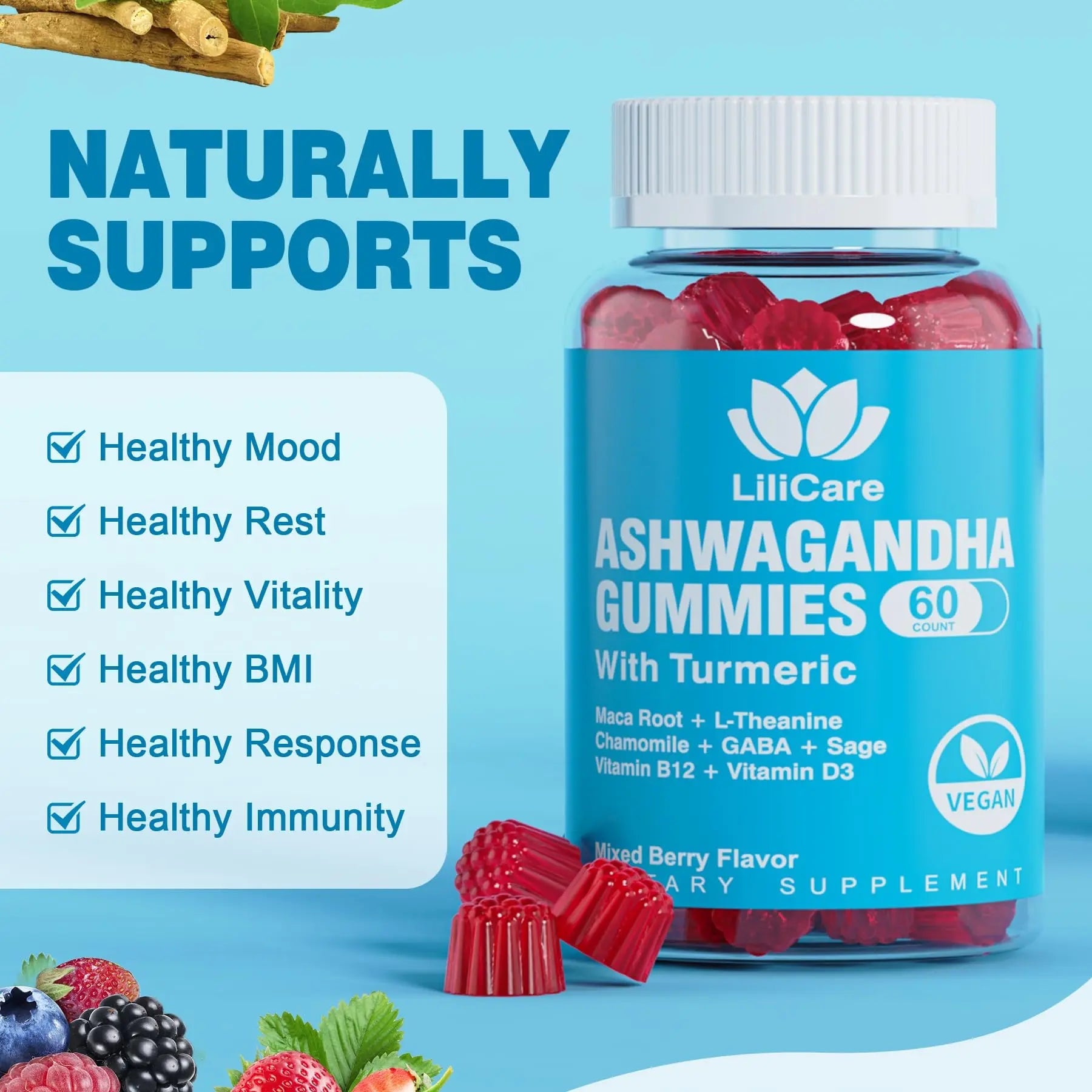 EnvyDeal 2 Pack Ashwagandha Gummies for Immune Support, 2000mg Organic Ashwa EnvyDeal Au supplements