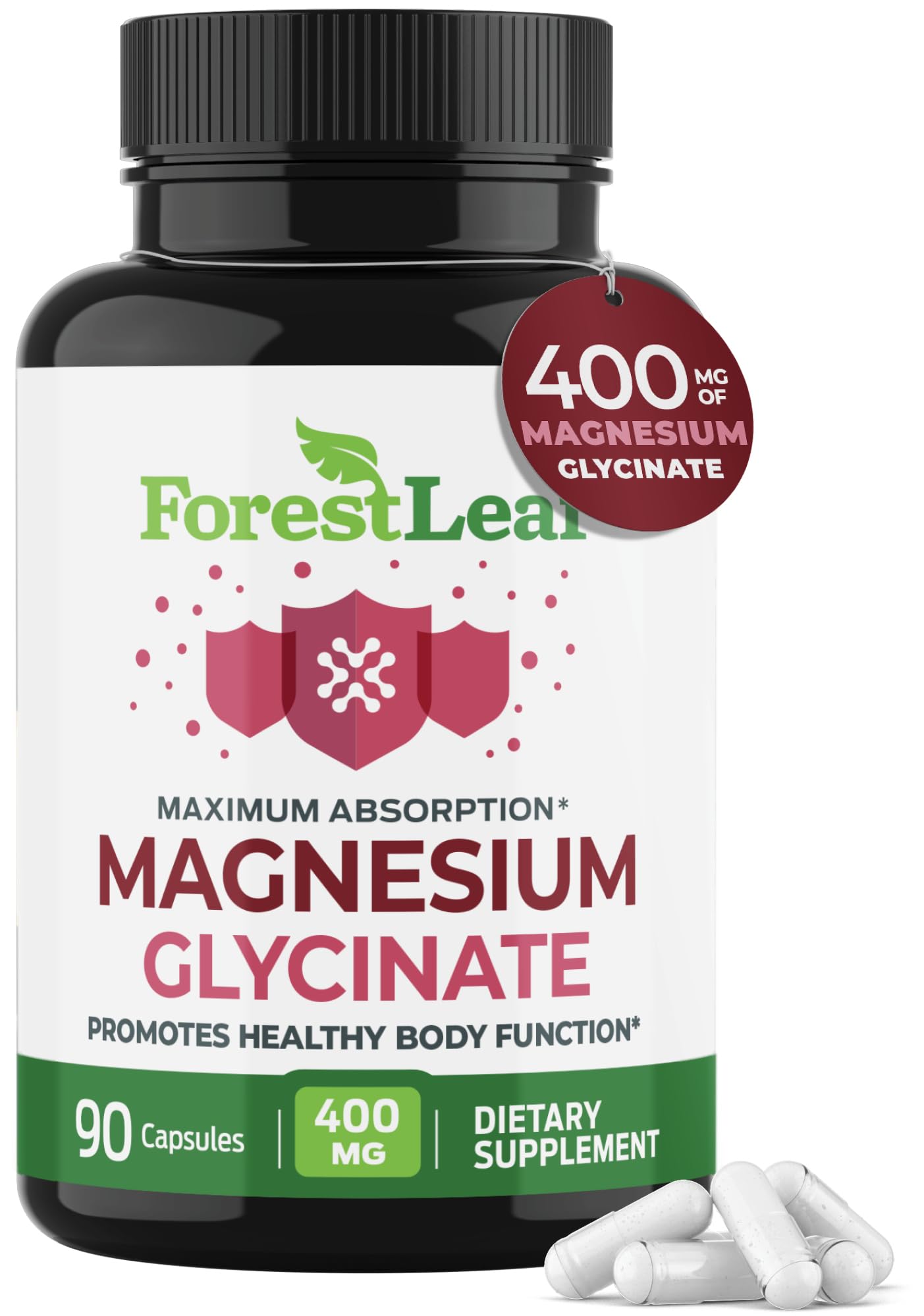 Pure Magnesium Glycinate 400mg Serving - High Absorption Magnesium Glycinate - Mag Bisglycinate for Stress, Bones, Muscles, Nerves,