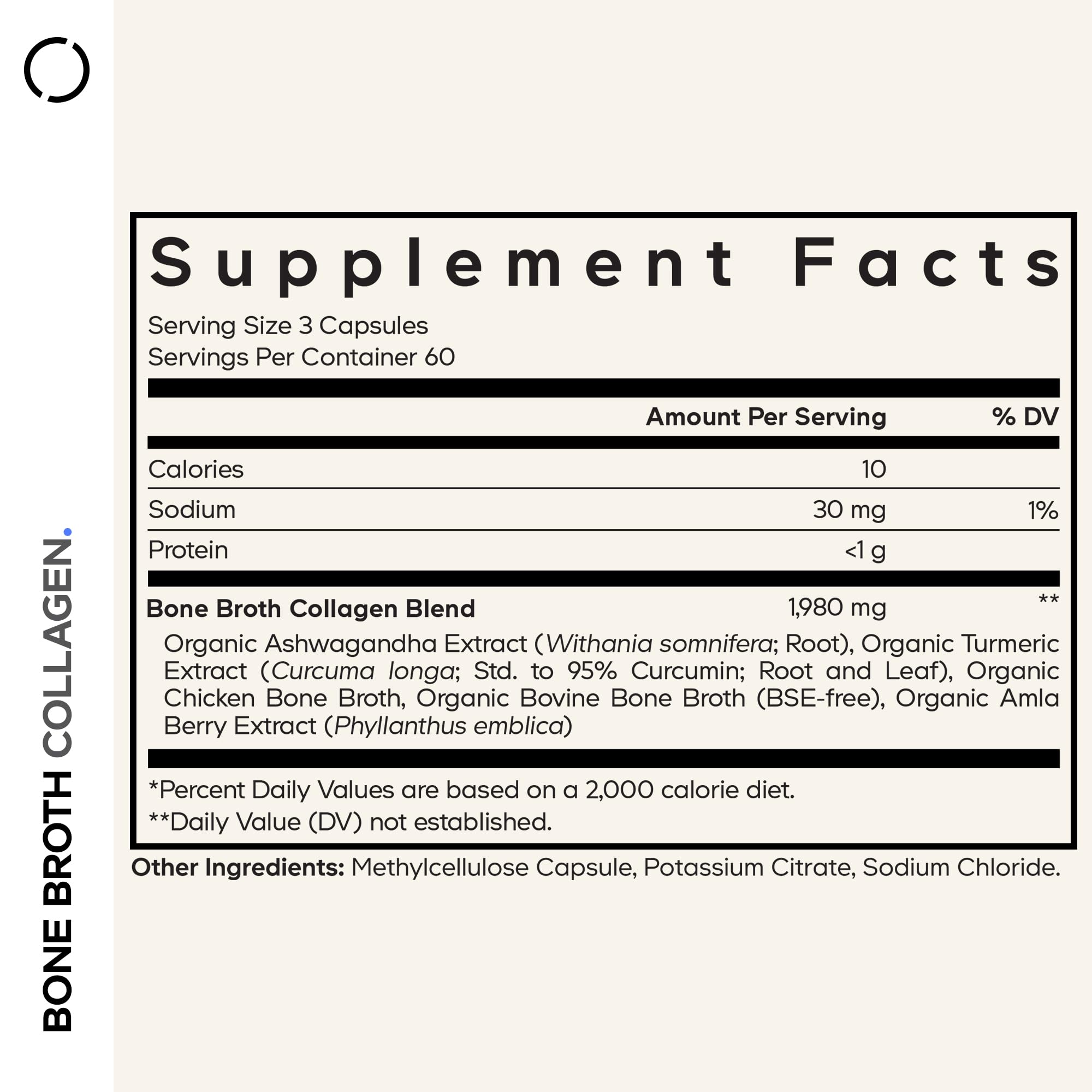 Codeage Organic Bone Broth Collagen Peptides Capsules Supplement, Bone Broth Grass Fed Beef, Free-Range Chicken, Turmeric & Ashwagandha - Collagen Types I, II, III - Non-GMO - 180 Capsules Codeage Au supplements