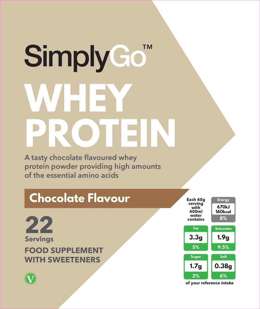 SimplyGo Whey Protein 900g Chocolate Flavour Simply Supplements Au supplements