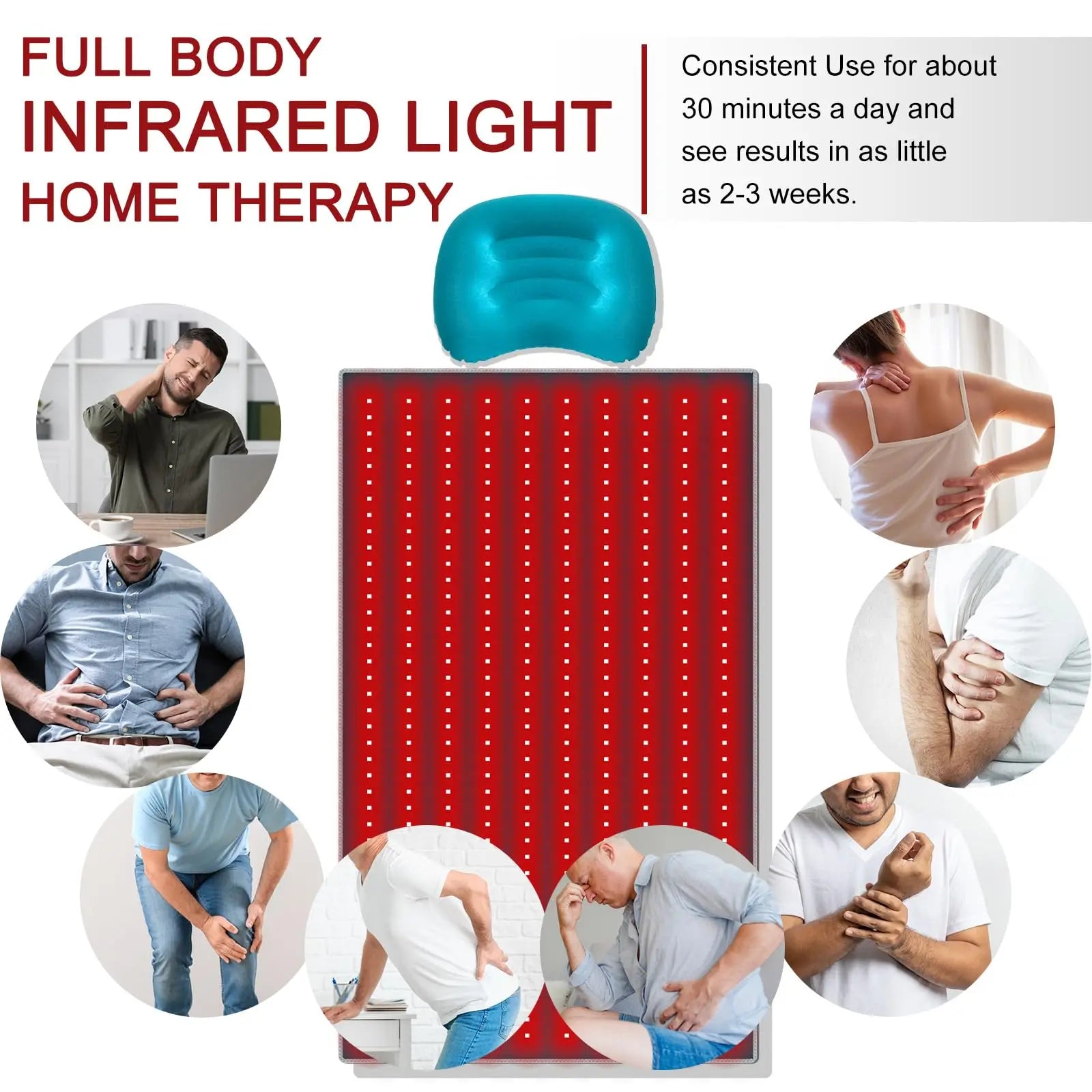 Red Light Therapy Pad 38 * 23.6 in - Red Light Therapy Body, 400 LEDs Using 660nm Red Light Rutollmit Au supplements