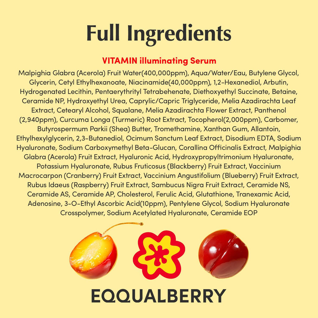 EQQUALBERRY Vitamin Illuminating Serum | Niacinamide 4% + Brightening Vitamin C Face
