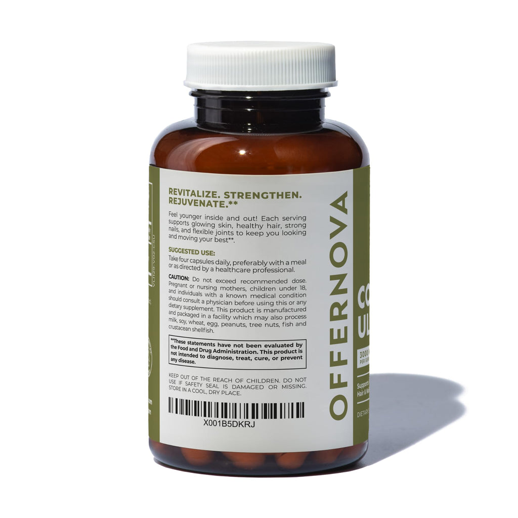 Offernova Collagen Ultra Hydrolyzed Collagen Supplements - 3000mg Anti Aging Bovine Collagen Peptides for Healthy Joints, Bones, Hair and Skin.